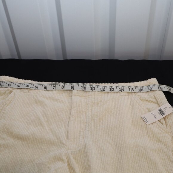 by Anthropologie Women's Wide Leg Corduroy Pants Size 12T Tall Cream Soft NWT - Picture 7 of 10